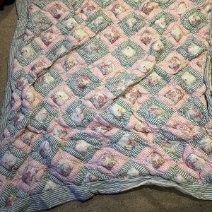 Floral Patchwork Quilt - Pink and Green